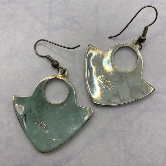Vintage Abalone Alpaca Silver Earrings - Picture 8 of 9